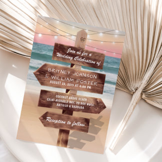 Sunset Beach Tropical Destination Wedding Invitation
