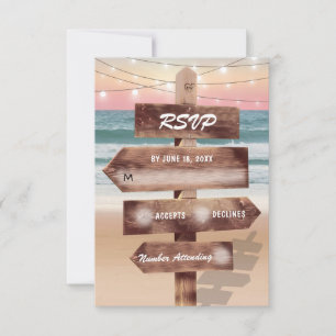 Sunset Beach Tropical Destination Wedding RSVP Card