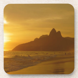 Sunset Beach Tropical Ocean Water Peace Love Sand Coaster