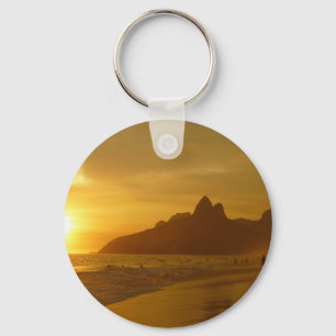Sunset Beach Tropical Ocean Water Peace Love Sand Key Ring