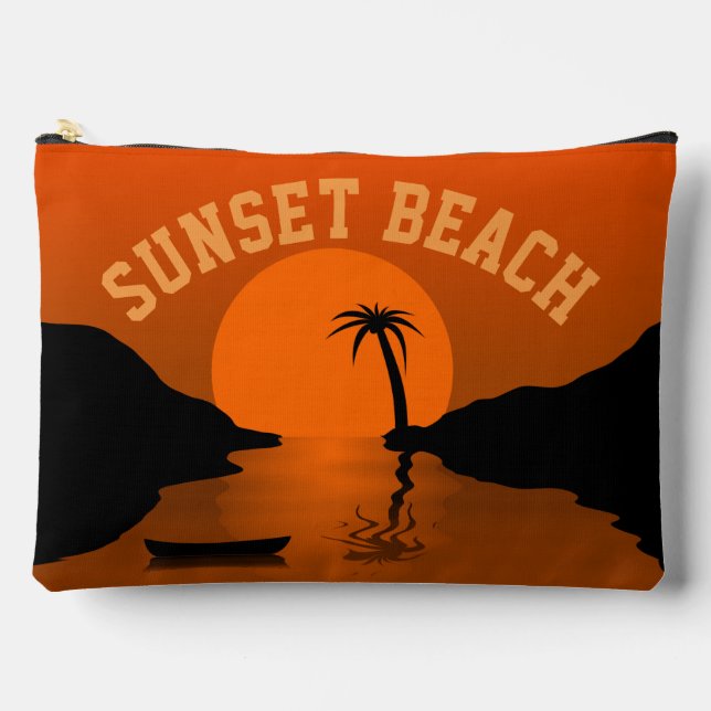 Sunset Beach Tropical Orange Art Accessory Pouch (Front)