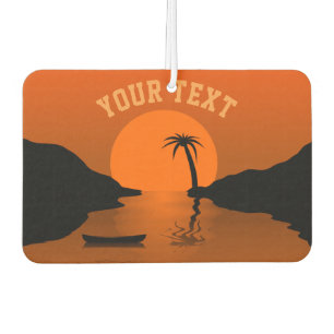 Sunset Beach Tropical Orange Custom Text Car Air Freshener