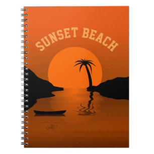 Sunset Beach Tropical Orange Sunset Notebook