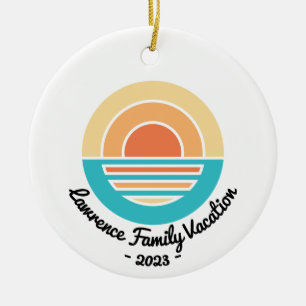 Sunset Beach Vacation Retro Reunion Cruise Trip Ceramic Ornament