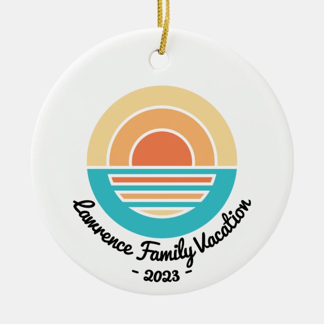 Sunset Beach Vacation Retro Reunion Cruise Trip Ceramic Ornament (Front)