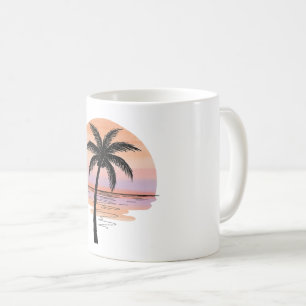 Sunset Beach Vibes – Minimalist Hand-Drawn Mug