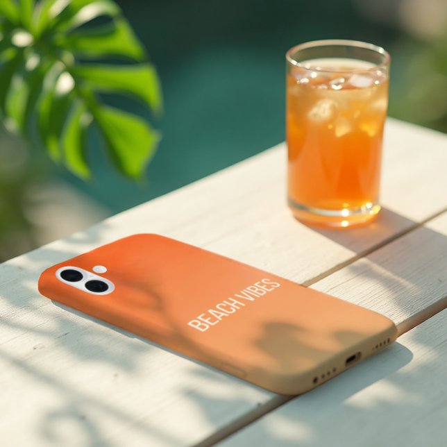 Sunset Beach Vibes - Modern Gradient iPhone 16 Case (Sunset gradient style for your tech. Carry 'Beach Vibes' everywhere.)