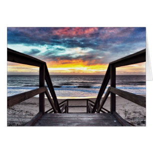 Sunset Beach View from Rustic Wood Deck
