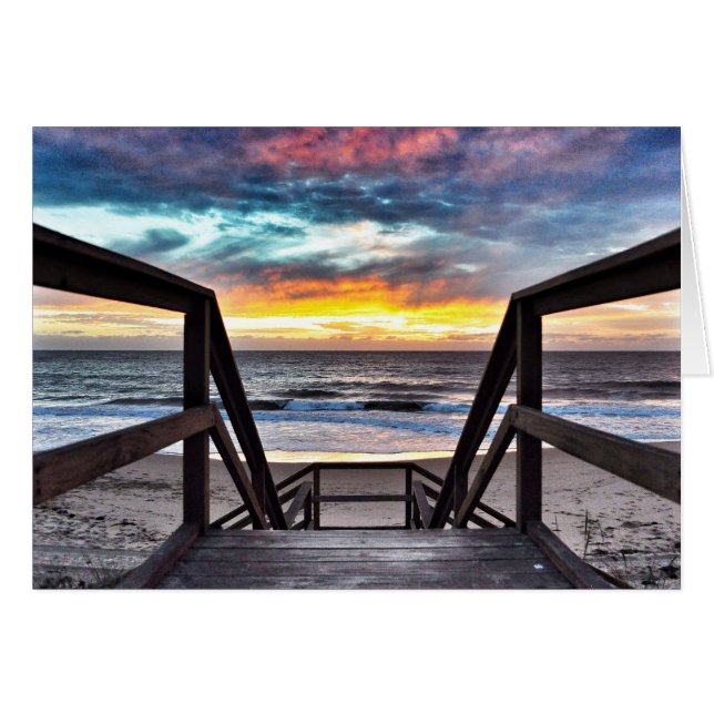 Sunset Beach View from Rustic Wood Deck (Front Horizontal)
