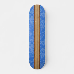 Sunset Beach Vintage Surf Faux Wood Skateboard
