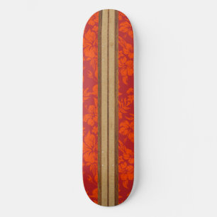 Sunset Beach Vintage Surf Hawaiian Faux Wood Skateboard