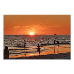 Sunset Beach Wall Art Coastal Ocean Decor