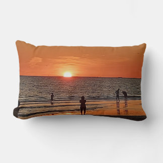 Sunset Beach Wall Art Coastal Ocean Decor Lumbar Cushion