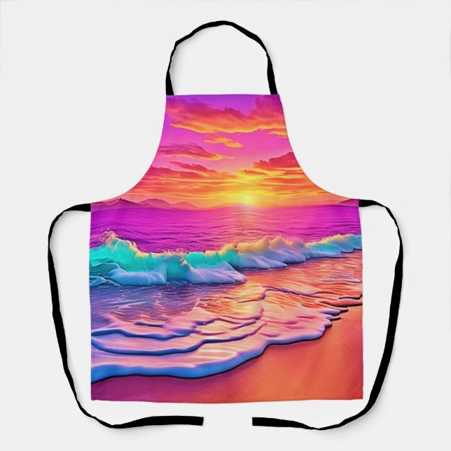 Sunset Beach Waves Design Apron (Front)