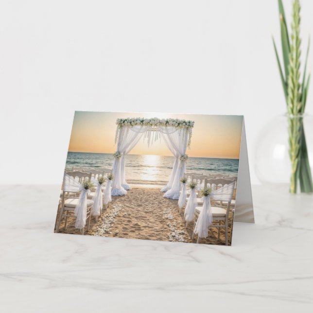 Sunset Beach Wedding Congratulations Card (Front)