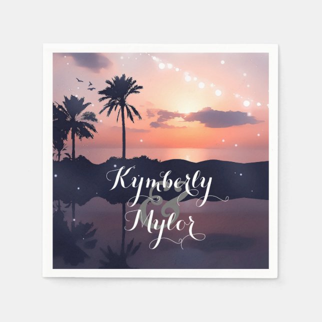 Sunset Beach Wedding Napkin (Front)