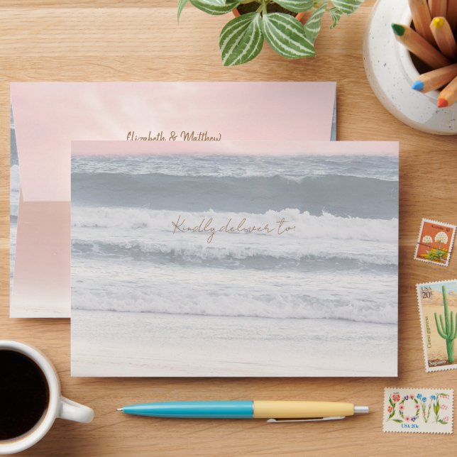 Sunset Beach Wedding | Oceanside Wedding Envelope (Desk)