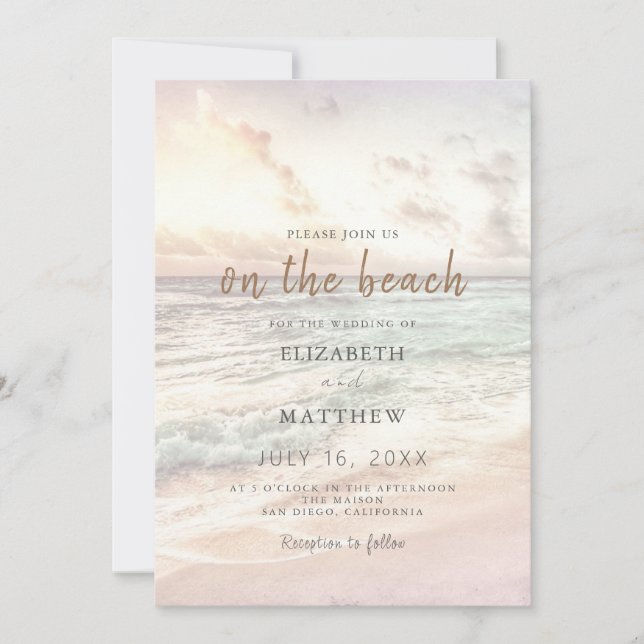 Sunset Beach Wedding | Oceanside Wedding Invitation (Front)