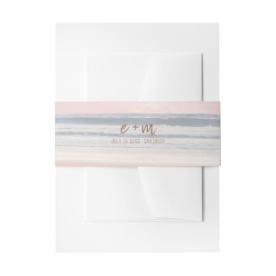 Sunset Beach Wedding Oceanside Wedding Invitation Belly Band