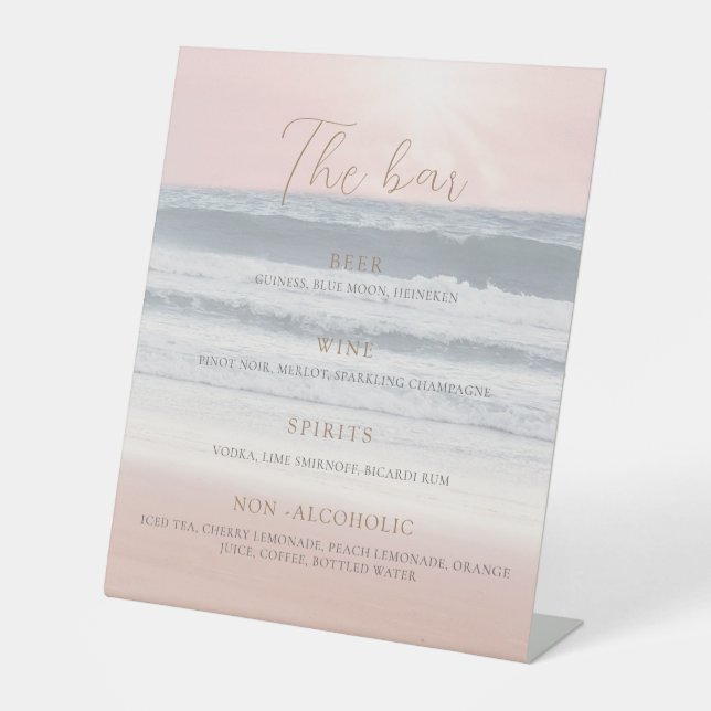 Sunset Beach Wedding | Oceanside Wedding Pedestal Sign (Front)