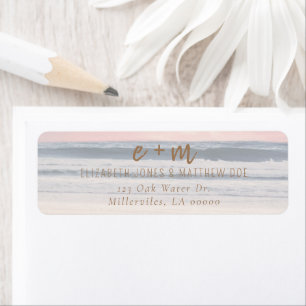 Sunset Beach Wedding   Oceanside Wedding Return Address Label