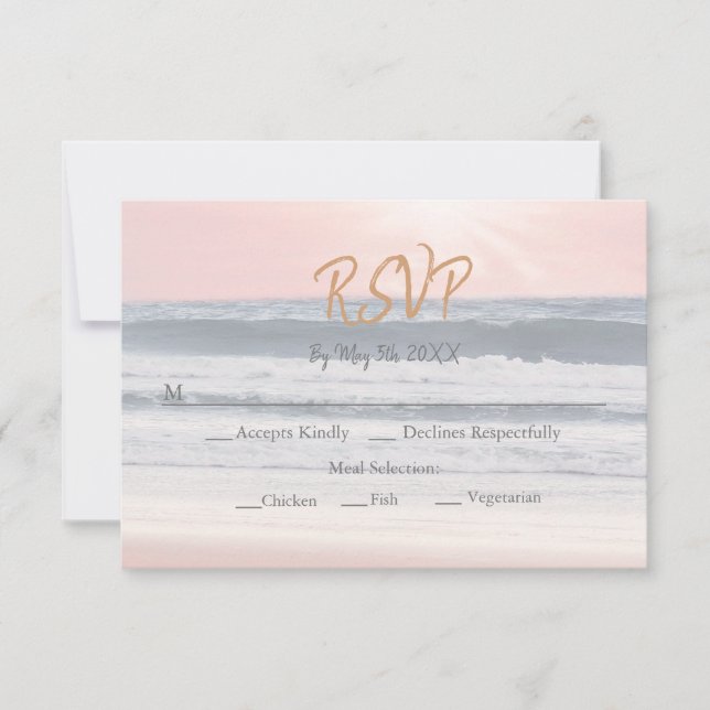 Sunset Beach Wedding | Oceanside Wedding RSVP Card (Front)