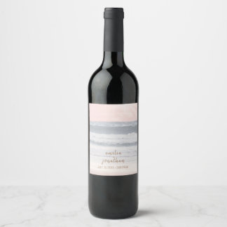 Sunset Beach Wedding | Oceanside Wedding Wine Label