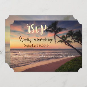 Sunset Beach Wedding, Palms RSVP Invitation