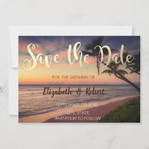 Sunset Beach Wedding, Palms Save The Date