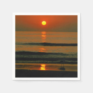 Sunset Beach Wedding Photo Paper Napkins