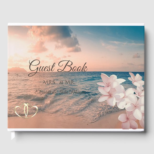 Sunset Beach  Wedding, Plumeria Guest Book (Front)