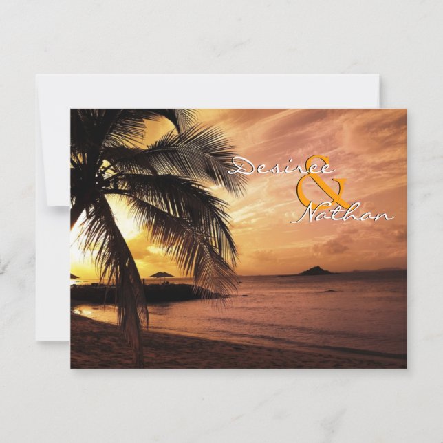 Sunset Beach Wedding RSVP Card (Front)