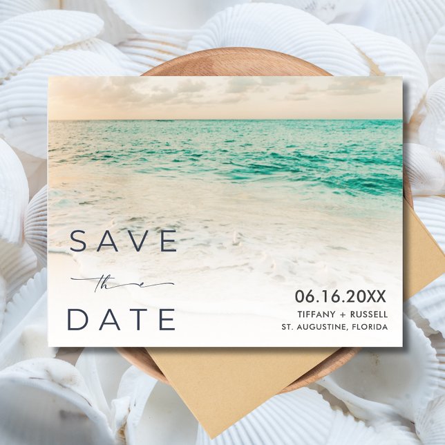 Sunset Beach Wedding Save the Date Postcard (Sunset Beach Wedding Save the Date Postcard)
