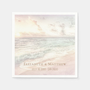 Sunset Beach Wedding   Seaside Wedding Napkin