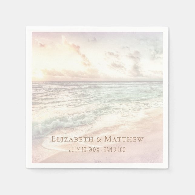 Sunset Beach Wedding | Seaside Wedding Napkin (Front)