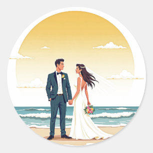 Sunset Beach Wedding Sticker
