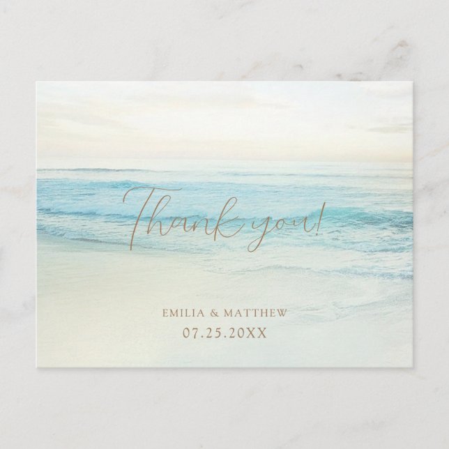 Sunset Beach Wedding Thank you Postcard (Front)