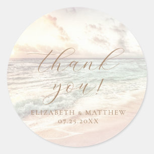 Sunset Beach Wedding Thank You Sticker