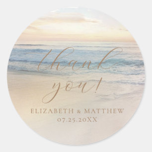 Sunset Beach Wedding Thank You Sticker