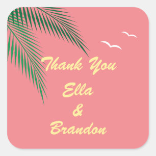 Sunset Beach Wedding Thank You Sticker