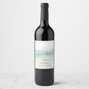 Sunset Beach Wedding Wine Label