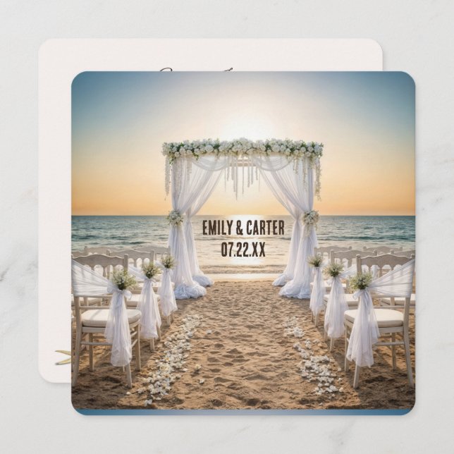 Sunset Beach Wedding With Bridal Arch Invitation (Front/Back)