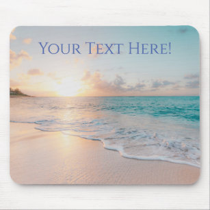 Sunset Beach With Gentle Waves, Your Message/Name Mouse Pad