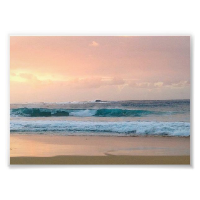 Sunset Beach with ocean Photo Print (Front)