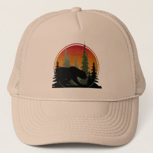 Sunset Bear Nature Forest Animal Trucker Hat