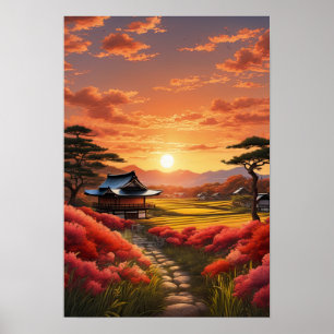 Sunset Beauty in the Japanese Countryside Poster