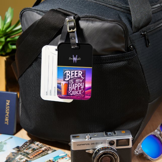 Sunset Beer Cheers Luggage Tag (Front & Back)