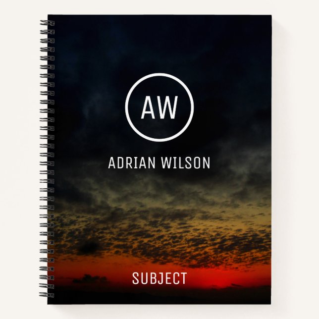 Sunset Before the Storm Monogrammed  Notebook (Front)