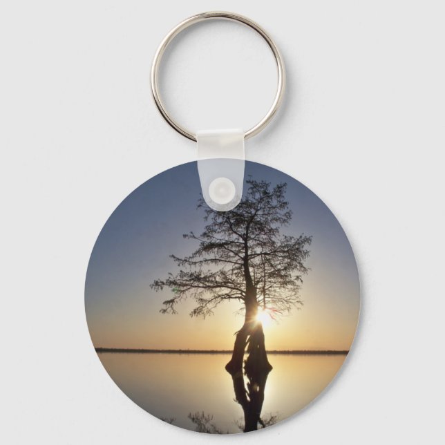 Sunset Behind a Tree Key Ring (Front)