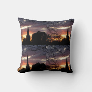 Sunset behind church cushion